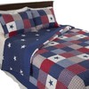 Hastings Home 3-Piece Quilt Set- Americana Patchwork of Stars, Red, White and Blue Plaid- 2 Shams (King) 952630RYG